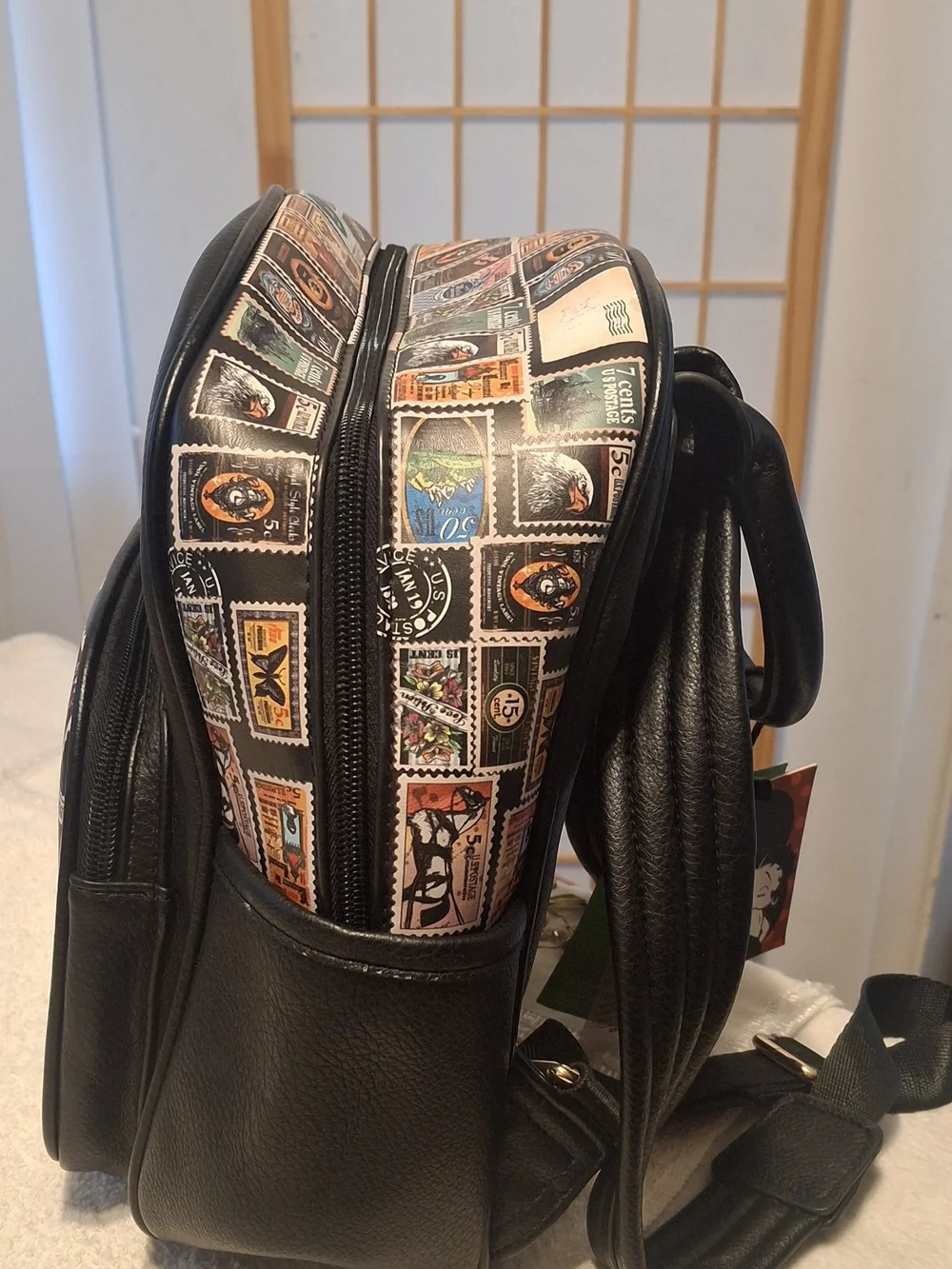 Black Betty Boop Stamp-Print Mini Backpack